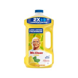 Bottle of Mr. Clean lemon multi-surface cleaner with label and cap.