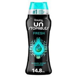 Bottle of Downy Unstopables In-Wash Scent Booster beads, Fresh scent, 14.8 oz.