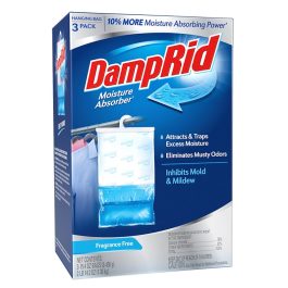 A pack of DampRid moisture absorber bags for reducing humidity and odors.