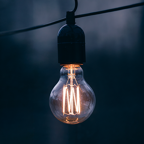 light bulb on wire