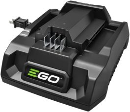 a black battery charger with a plug