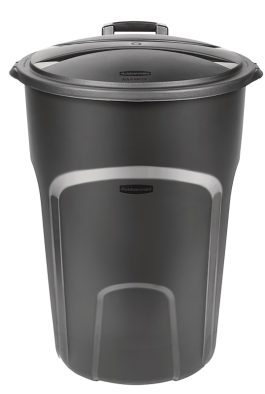 TRASH CAN 32GAL BLACK WLID