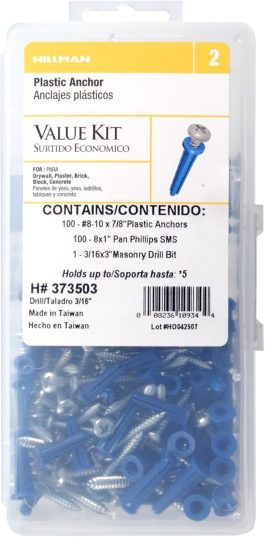 BLUE PLASTIC ANCHORS W/ SCREWS