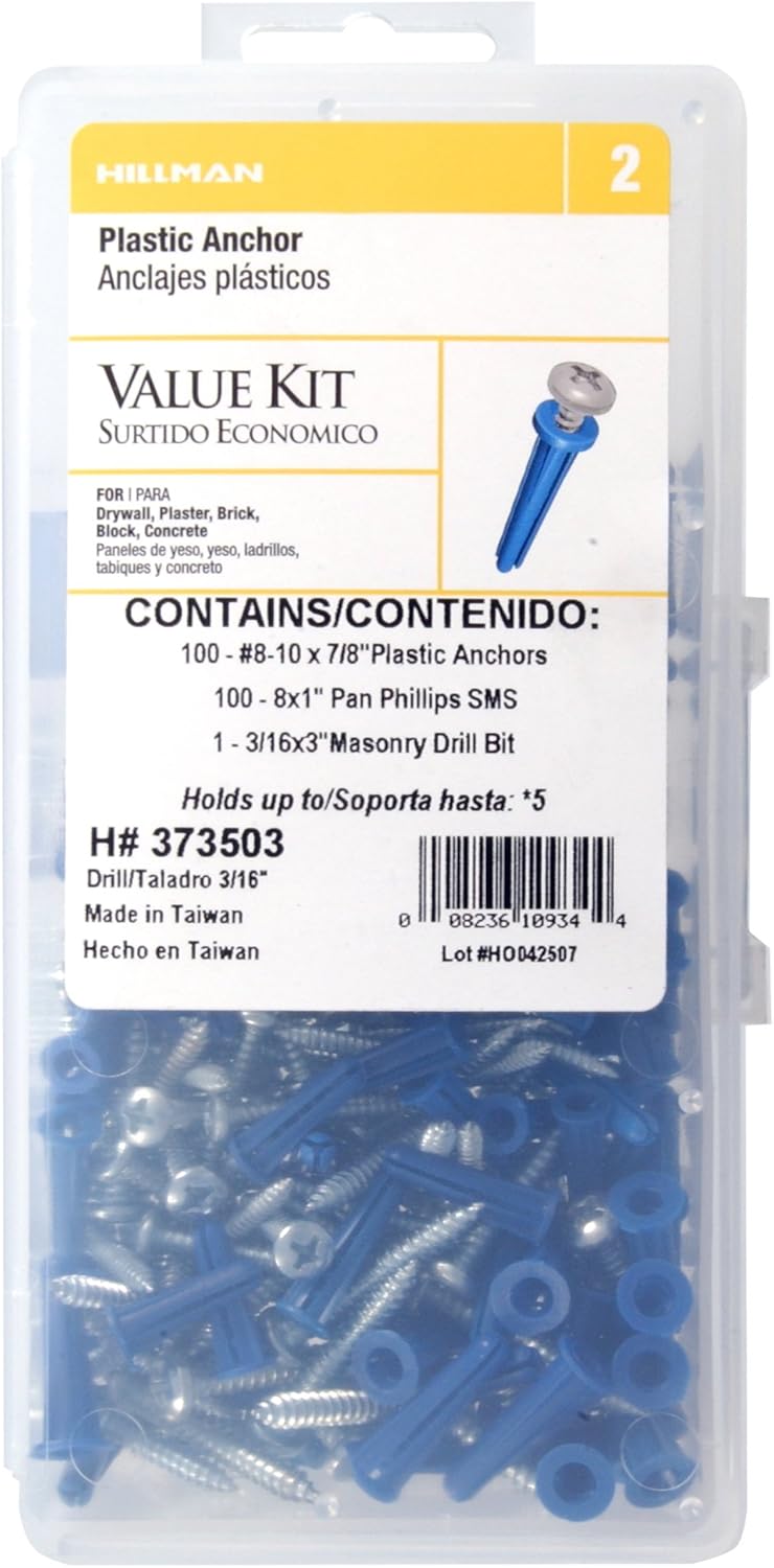 BLUE PLASTIC ANCHORS W/ SCREWS