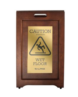 WET FLOOR SIGN WOOD/BRASS
